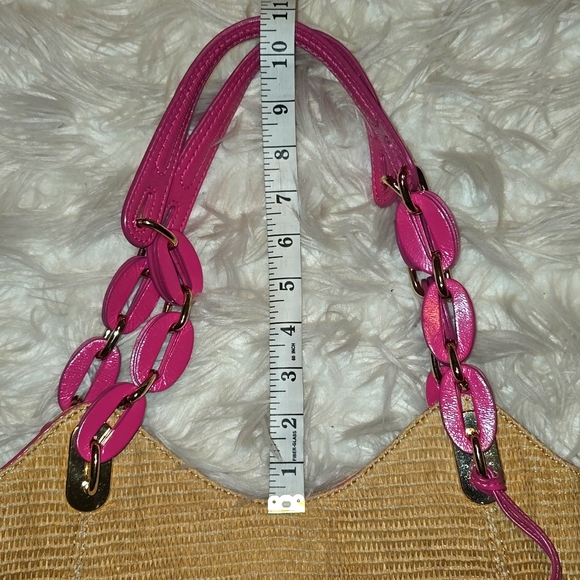 Michael Kors Pink and Tan Woven Shoulder Bag with Braided Straps - Picture 11 of 11